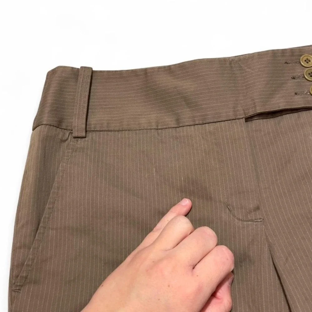 Y2K BCBGMAXAZRIA Brown Pinstripe Trouser Pants Mid Rise‎ Flared Size 6